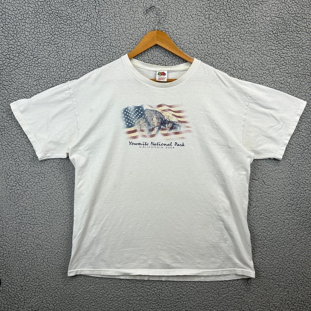 Vtg Yosemite National Park Cotton T-Shirt‎ 2004 Fruit of the Loom Men's XL White